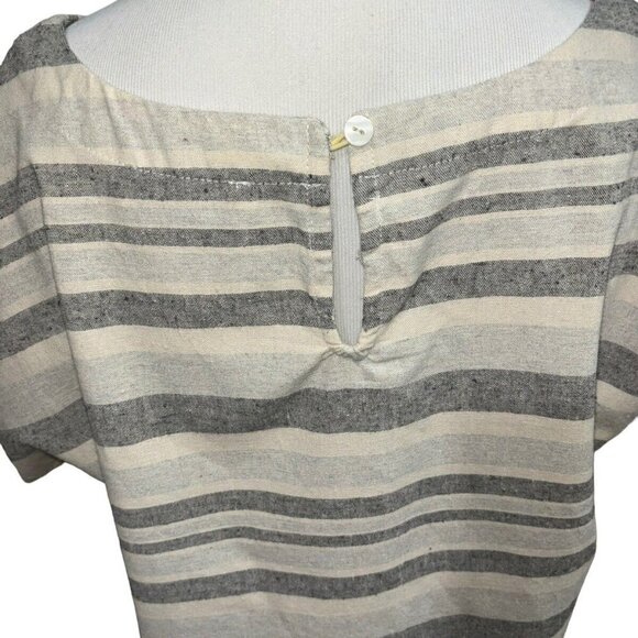 Linen Lux Women's M Medium T-Shirt Top Linen Blend Boxy Lagenlook Striped - Picture 5 of 7